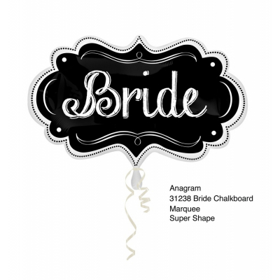Supershape Bride Chalkboard Marquee Foil Balloon Inflated with Helium