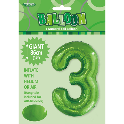 86cm 34 Inch Gaint Number Foil Balloon Lime Green 3