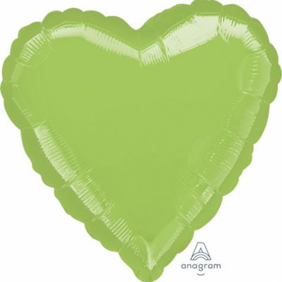 45cm Heart Foil Balloon Lime Green Inflated with Helium