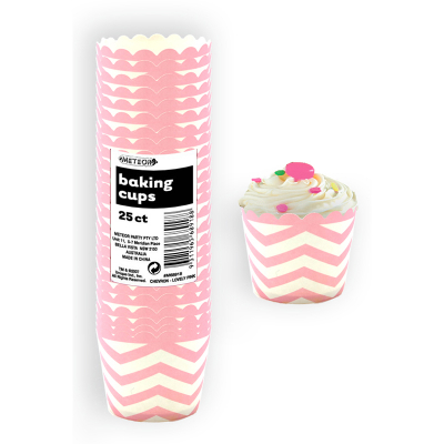 Chevron Baking Cups Pastel Pink 25PK