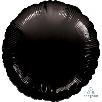45cm Round Foil Balloon Black Inflated with Helium