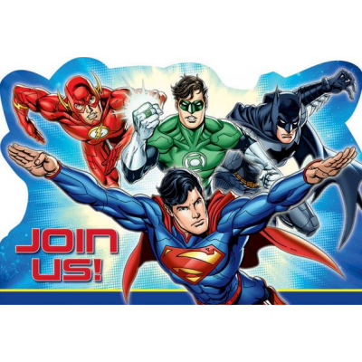 Justice League Invitations 8PK