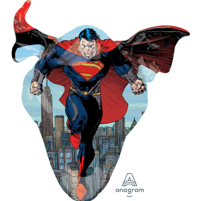 Supershape Superman Man Of Steel Foil Balloon Inflated with Helium