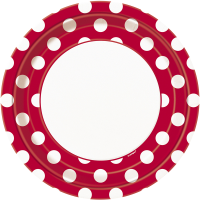 Polka Dots 23cm Plates Ruby Red 8PK