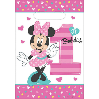 Minnie Fun To Be One Folded Loot Bags 8PK