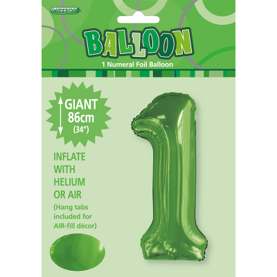 86cm 34 Inch Gaint Number Foil Balloon Lime Green 1