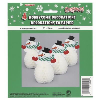 Snowman Honeycomb Centerpieces 4PK