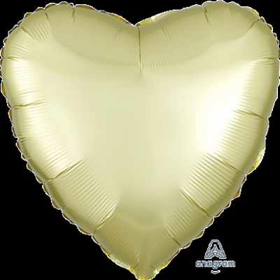 45cm Heart Foil Balloon Satin Pastel Yellow Inflated with Helium