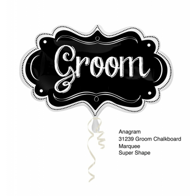 Supershape Groom Chalkboard Marquee Foil Balloon Inflated with Helium