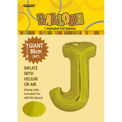 86cm 34 Inch Gaint Alphabet Foil Balloon Gold J