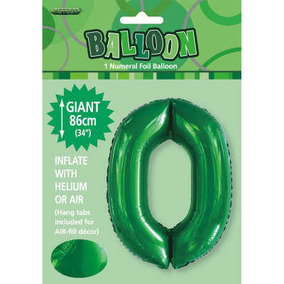 86cm 34 Inch Gaint Number Foil Balloon Dark Green 0