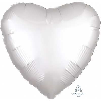 45cm Heart Foil Balloon Satin White Inflated with Helium