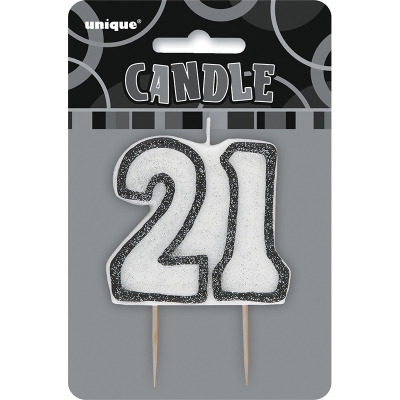 Glitz Birthday Black Numeral Candle 21st