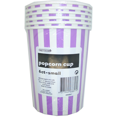 Stripes Purple Popcorn Cups Small 6PK