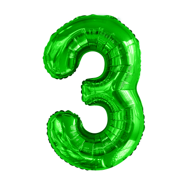 86cm 34 Inch Gaint Number Foil Balloon Dark Green 3 Inflated with Helium
