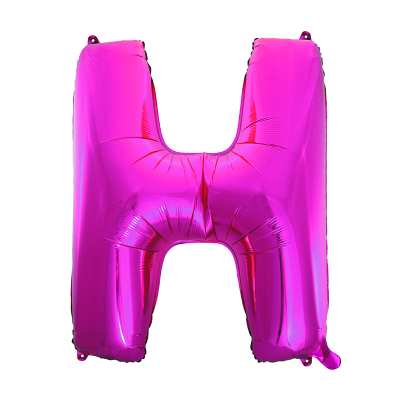 86cm 34 Inch Gaint Alphabet Letter Foil Balloon Dark Pink H Inflated with Helium