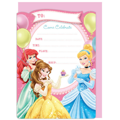 Disney Princess Invitation & Envelope 16PK